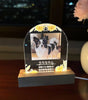 花柄 フォトプレート オーダーメイド ペットメモリアル アクリルスタンド 愛犬 愛猫 ボタニカル USB光る木製スタンド付き 写真立て 名前入れ 遺影 仏具 位牌 お悔み 贈り物 メッセージ入れ UV印刷 犬 猫 供養 記念 ギフト