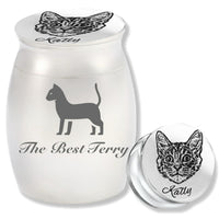 ミニ骨壷 カスタマイズ可能 手元供養用 遺骨入れ 納骨容器 カスタム 人骨 ペット 犬 猫 記念ジュエリー シルバー ブラック ネジ式 アルミニウム 手元供養 分骨つぼ 彫刻 大容量 (30*40mmブルー)