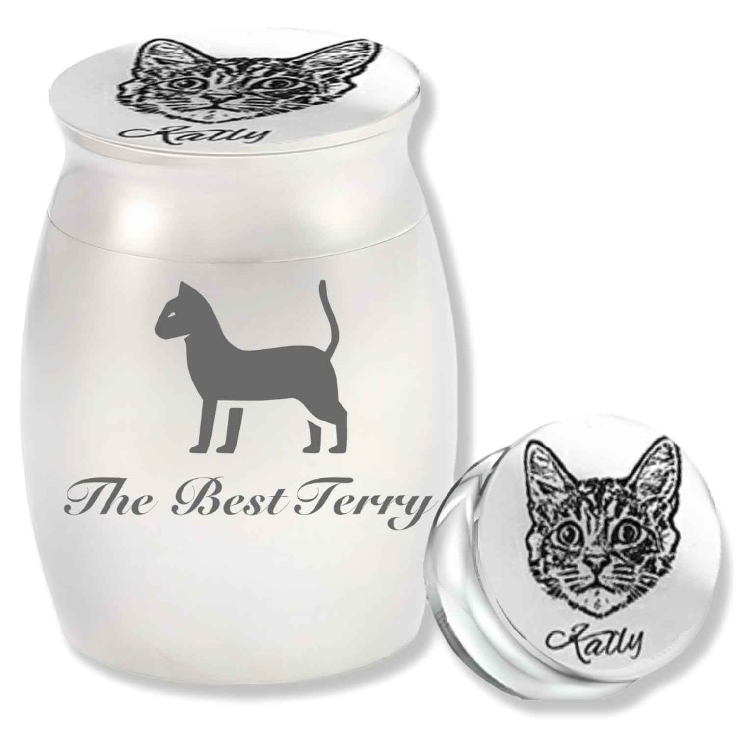 ミニ骨壷 カスタマイズ可能 手元供養用 遺骨入れ 納骨容器 カスタム 人骨 ペット 犬 猫 記念ジュエリー シルバー ブラック ネジ式 アルミニウム 手元供養 分骨つぼ 彫刻 大容量 (30*40mmブルー)