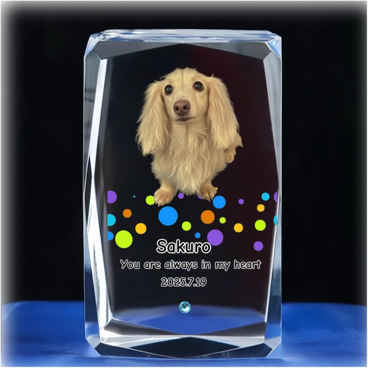 ペット位牌 クリスタル 写真 カラー 誕生石 名入れ ペットメモリアル 仏具 遺影 手元供養 ペットメモリアル お位牌 思い出 ダイヤ かわいい キラキラ 犬 猫 うさぎ インコ 小動物 ハムスター
