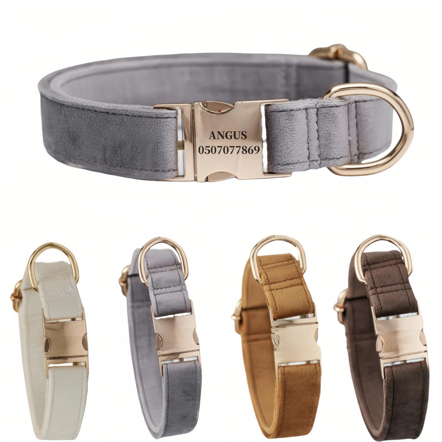 犬の首輪 迷子札付き 犬首輪 お洒落 名前入れ 彫刻 可能 犬用トレーニング首輪 小型犬・中型犬・大型犬用 首輪 サイズ調節可能 ペット用品 リード付き 犬の首輪 フワフワ素材 超軽量 通気クッション かわいい