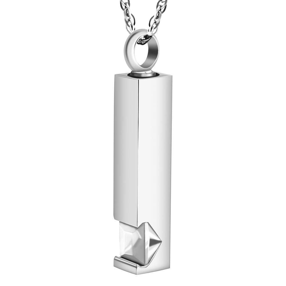 [Dletay] メモリアルペンダント 直方体 誕生石 ラインストーン 手元供養ペンダント 遺骨入れネックレス 取り外し可能 メンズ レディース 記念ジュエリー