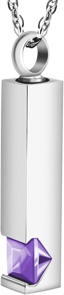 [Dletay] メモリアルペンダント 直方体 誕生石 ラインストーン 手元供養ペンダント 遺骨入れネックレス 取り外し可能 メンズ レディース 記念ジュエリー