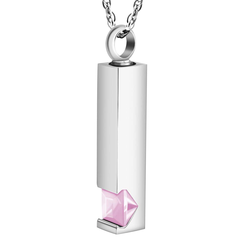 [Dletay] メモリアルペンダント 直方体 誕生石 ラインストーン 手元供養ペンダント 遺骨入れネックレス 取り外し可能 メンズ レディース 記念ジュエリー