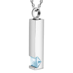 [Dletay] メモリアルペンダント 直方体 誕生石 ラインストーン 手元供養ペンダント 遺骨入れネックレス 取り外し可能 メンズ レディース 記念ジュエリー