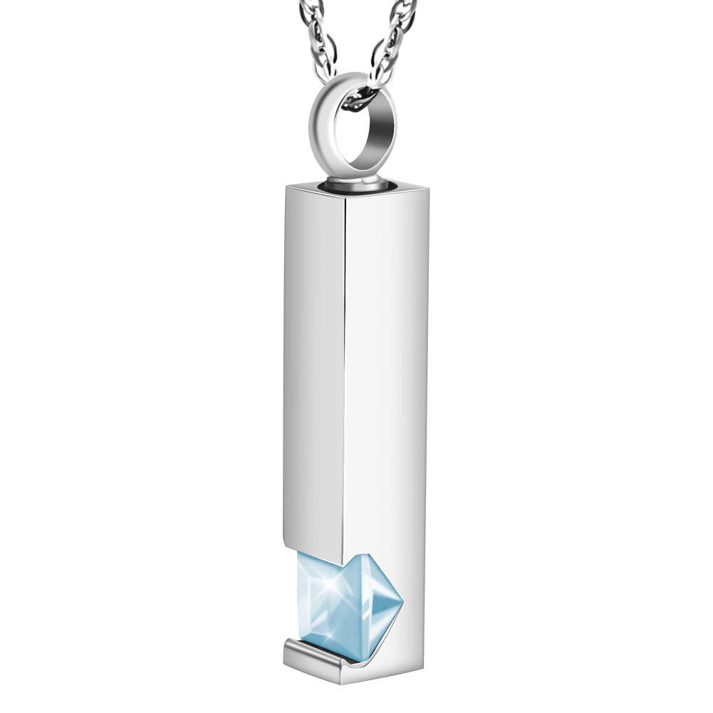 [Dletay] メモリアルペンダント 直方体 誕生石 ラインストーン 手元供養ペンダント 遺骨入れネックレス 取り外し可能 メンズ レディース 記念ジュエリー