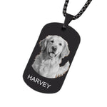 [snuggle snout] オーダーメイドネックレス 名入れ 犬猫 家族 肖像 写真彫刻 手元供養 形見 記念品 誕生日 メモリアルギフト ステンレス製 両面刻印 メンズ おしゃれ プレゼント