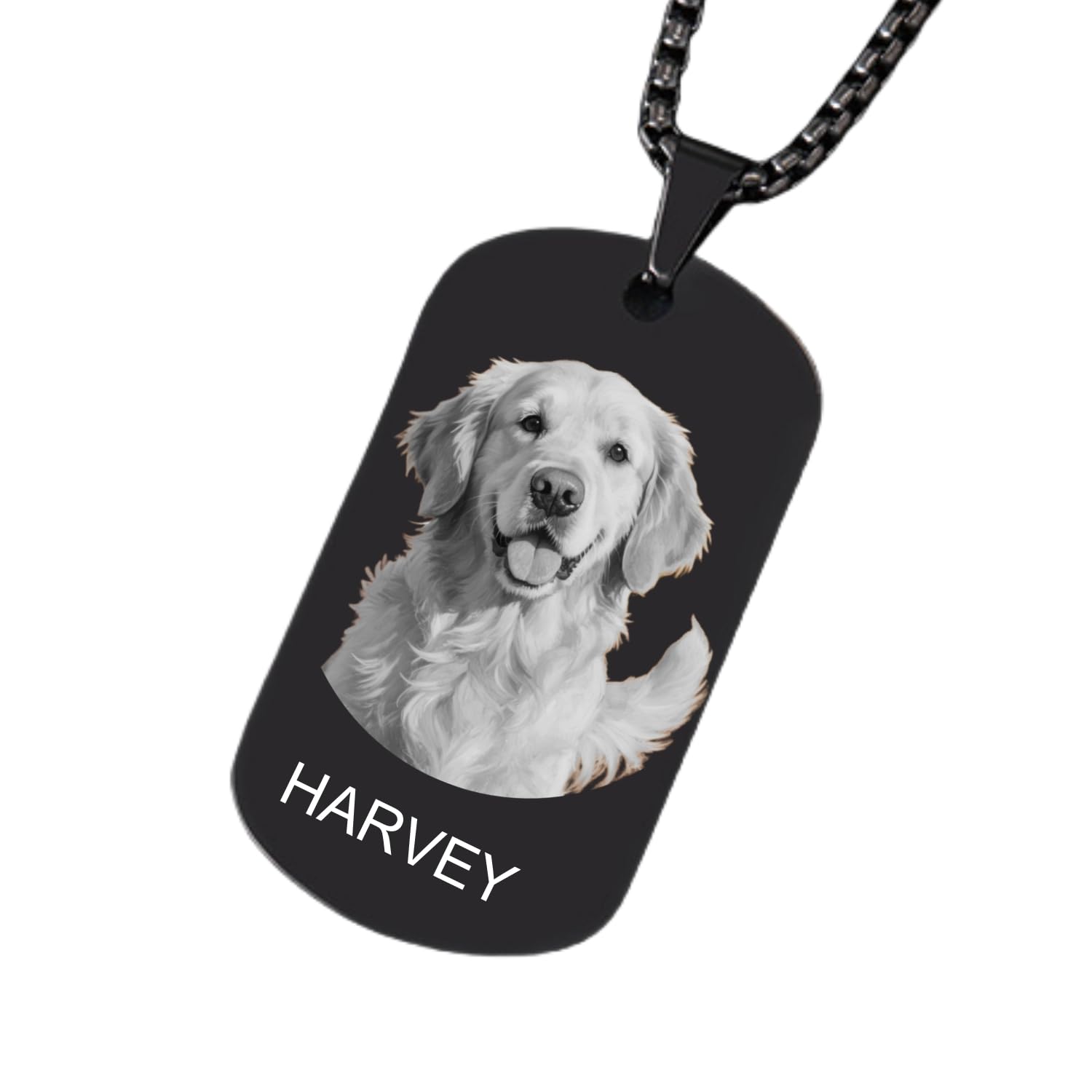 [snuggle snout] オーダーメイドネックレス 名入れ 犬猫 家族 肖像 写真彫刻 手元供養 形見 記念品 誕生日 メモリアルギフト ステンレス製 両面刻印 メンズ おしゃれ プレゼント