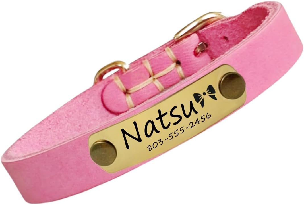 本革首輪 名入れ 中小型犬 名前入れ 無料 電話番号 ID 絵文字 迷子防止 手仕上げ ペットの首輪 丈夫 軽量 調節可能 8色3サイズ 小型犬 中型犬 おしゃれ 犬 猫 うさぎ