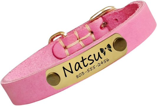 本革首輪 名入れ 中小型犬 名前入れ 無料 電話番号 ID 絵文字 迷子防止 手仕上げ ペットの首輪 丈夫 軽量 調節可能 8色3サイズ 小型犬 中型犬 おしゃれ 犬 猫 うさぎ