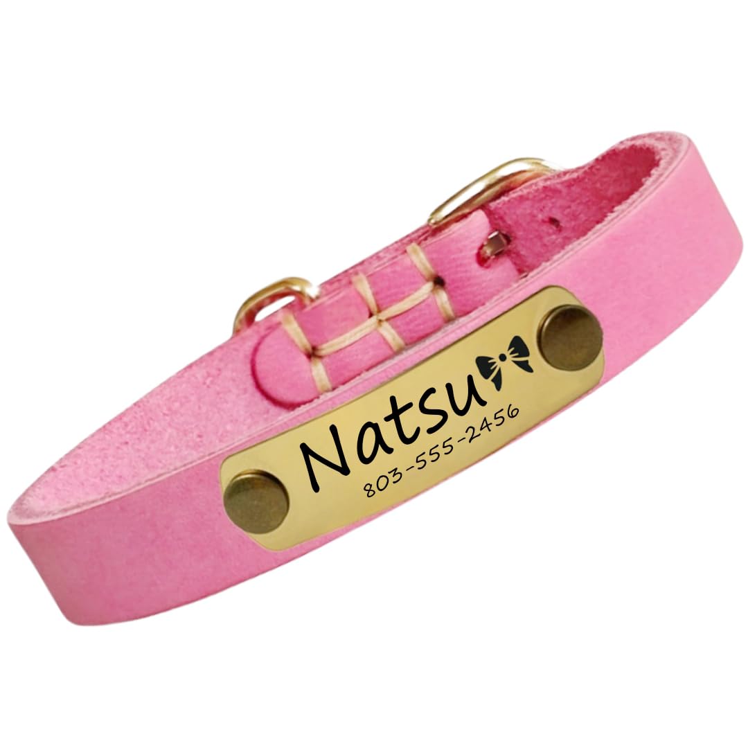 本革首輪 名入れ 中小型犬 名前入れ 無料 電話番号 ID 絵文字 迷子防止 手仕上げ ペットの首輪 丈夫 軽量 調節可能 8色3サイズ 小型犬 中型犬 おしゃれ 犬 猫 うさぎ