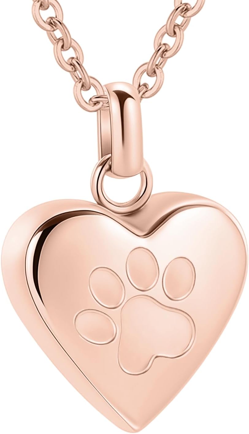 [InfuMemo] 犬/猫の足のステンレス鋼の記念のロケットの骨壷のネックレスのための灰のためのペット中心の火葬の宝石類 肉球の印刷物ペットの中心の骨壷のネックレスの記念の記念品の宝石類の灰