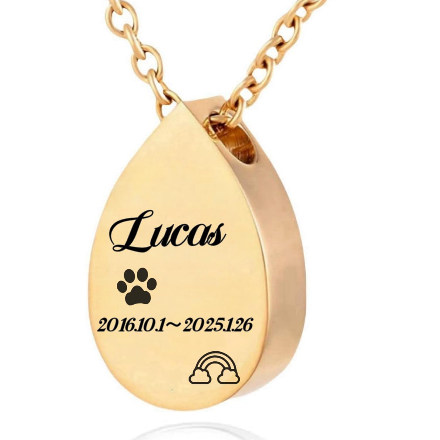 [snuggle snout] 遺骨ペンダント 刻印 ステンレス製 防水 ペットロス 遺骨カプセル 手元供養 メモリアル 遺骨アクセサリー ペット骨入れ 分骨 遺骨入れネックレス 記念ジュエリー (ローズゴールド, チェーンサイズ50+5cm)