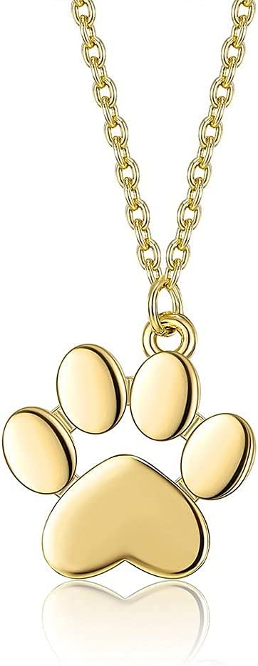 [Rockyu] 純銀 ネックレス レディース ゴールド 18金 人気 シルバー925 犬 猫の足跡 ペンダント 可愛い おしゃれ 女性ネックレス パーティ 記念 人気 ギフト