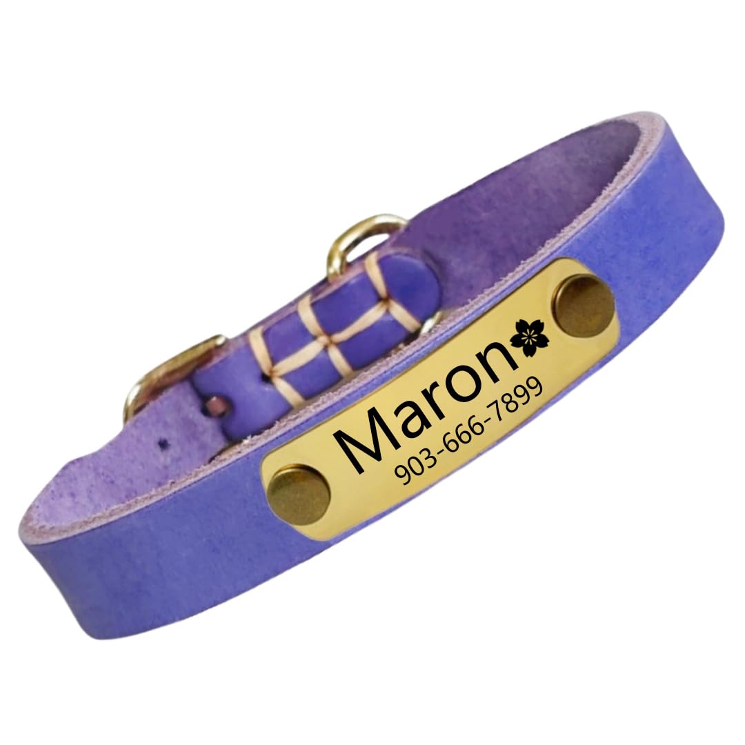 本革首輪 名入れ 中小型犬 名前入れ 無料 電話番号 ID 絵文字 迷子防止 手仕上げ ペットの首輪 丈夫 軽量 調節可能 8色3サイズ 小型犬 中型犬 おしゃれ 犬 猫 うさぎ