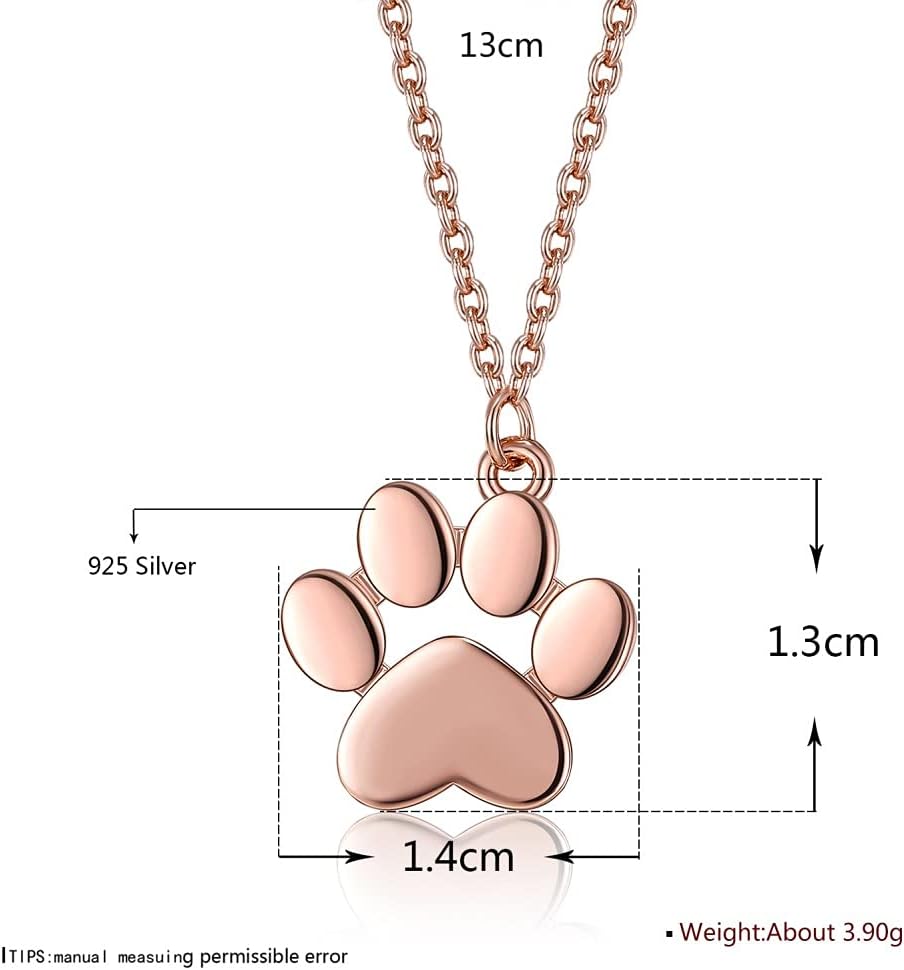 [Rockyu] 純銀 ネックレス レディース ゴールド 18金 人気 シルバー925 犬 猫の足跡 ペンダント 可愛い おしゃれ 女性ネックレス パーティ 記念 人気 ギフト