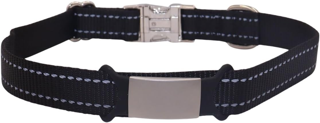 THAIN 迷子札 ドッグタグ ネームタグ シリコンゴム ペットタグ 名入れ 軽量 ステンレス 片面刻印 犬用オリジナル迷子札 オーダーメイド 犬 猫 向け ペンダント1点入り 刻印無料 (黒, M)