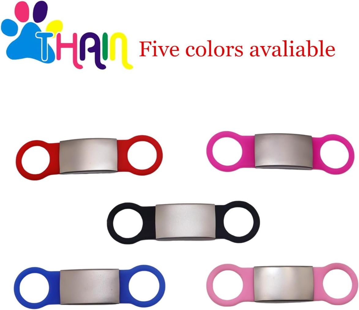 THAIN 迷子札 ドッグタグ ネームタグ シリコンゴム ペットタグ 名入れ 軽量 ステンレス 片面刻印 犬用オリジナル迷子札 オーダーメイド 犬 猫 向け ペンダント1点入り 刻印無料 (黒, M)