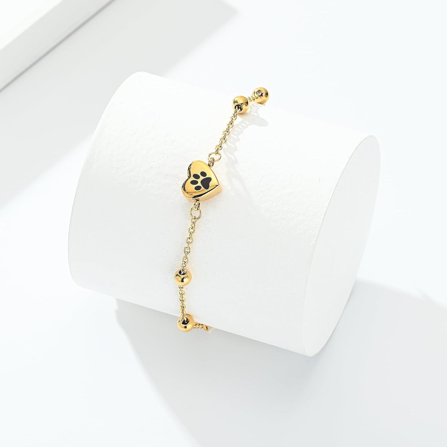 [QGJNSGC] ペットの遺灰のための肉球の骨壷のブレスレット調節可能な中心の火葬のブレスレットはステンレス鋼の犬の猫の火葬の宝石類の記念の記念品のブレスレットを灰にします