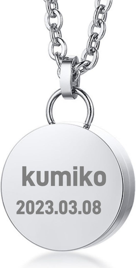 遺骨ペンダント 両面 選べる イニシャル・名前 名入れ 3行刻印手元供養 6点セット Oリング付 アジャスター付 遺骨 ネックレス 遺骨 アクセサリー 分骨 骨壺 メモリアルジュエリーステンレス