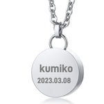 遺骨ペンダント 両面 選べる イニシャル・名前 名入れ 3行刻印手元供養 6点セット Oリング付 アジャスター付 遺骨 ネックレス 遺骨 アクセサリー 分骨 骨壺 メモリアルジュエリーステンレス