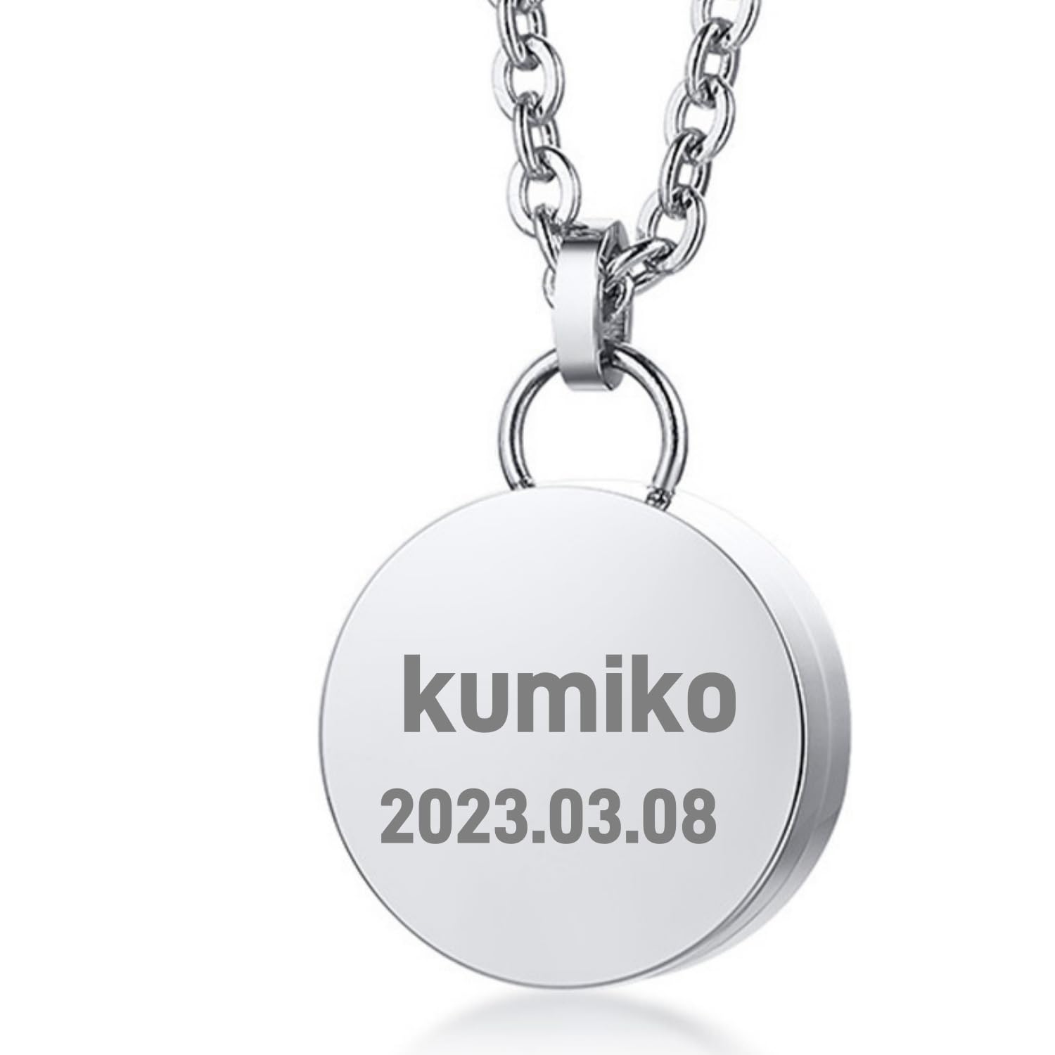 遺骨ペンダント 両面 選べる イニシャル・名前 名入れ 3行刻印手元供養 6点セット Oリング付 アジャスター付 遺骨 ネックレス 遺骨 アクセサリー 分骨 骨壺 メモリアルジュエリーステンレス