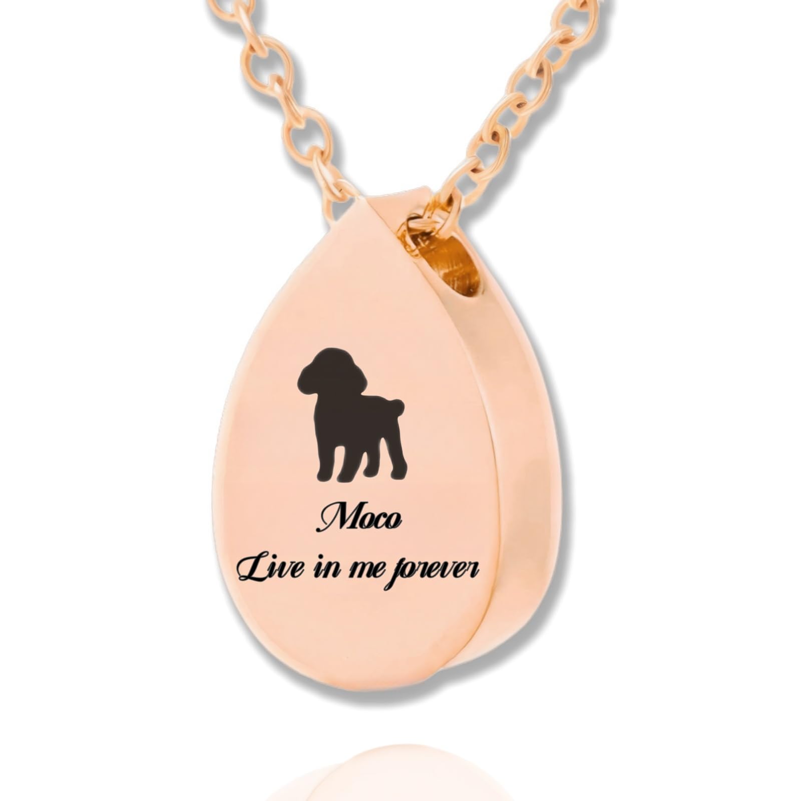 [snuggle snout] 遺骨ペンダント 刻印 ステンレス製 防水 ペットロス 遺骨カプセル 手元供養 メモリアル 遺骨アクセサリー ペット骨入れ 分骨 遺骨入れネックレス 記念ジュエリー (ローズゴールド, チェーンサイズ50+5cm)