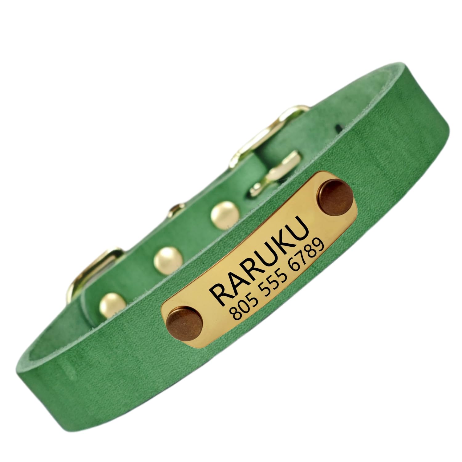 本革 犬首輪 迷子札 猫用 首輪 名入れ プレミアム オーダーメイド 手仕上げ ペットのお名前、連絡電話 刻印 IDタグ 小型 中型 大型犬7色 XS-L サイズ調整可能 軽量 ファッション