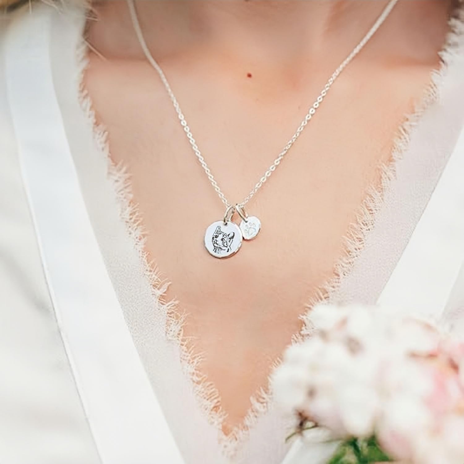 [snuggle snout] メモリアルネックレス ペット 写真 ネックレス オーダーメイド 名入れ 愛犬・愛猫の写真を刻印 ステンレス製 犬 猫 記念 ギフト メモリアル ジュエリー ペットロス 追悼ギフト レディース メンズ