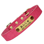 本革 犬首輪 迷子札 猫用 首輪 名入れ プレミアム オーダーメイド 手仕上げ ペットのお名前、連絡電話 刻印 IDタグ 小型 中型 大型犬7色 XS-L サイズ調整可能 軽量 ファッション