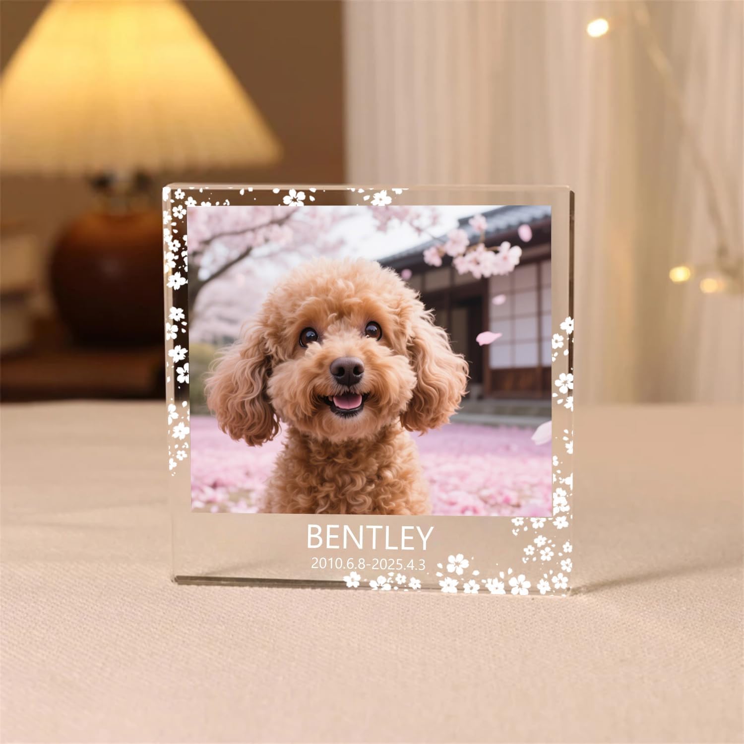 名入れ ペット メモリアルフォトフレーム オーダーメイド 写真立て アクリル製スタンド付き 犬・猫供養用 位牌 仏壇 遺影 ギフト 3サイズ｜愛犬 愛猫 記念 メモリアルグッズ