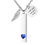 [Dletay] メモリアルペンダント 直方体 誕生石 天使の翼 ラインストーン 手元供養ペンダント 遺骨入れネックレス 取り外し可能 メンズ レディース 記念ジュエリー