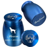 ミニ骨壷 カスタマイズ可能 手元供養用 遺骨入れ 納骨容器 カスタム 人骨 ペット 犬 猫 記念ジュエリー シルバー ブラック ネジ式 アルミニウム 手元供養 分骨つぼ 彫刻 大容量 (30*40mmブルー)