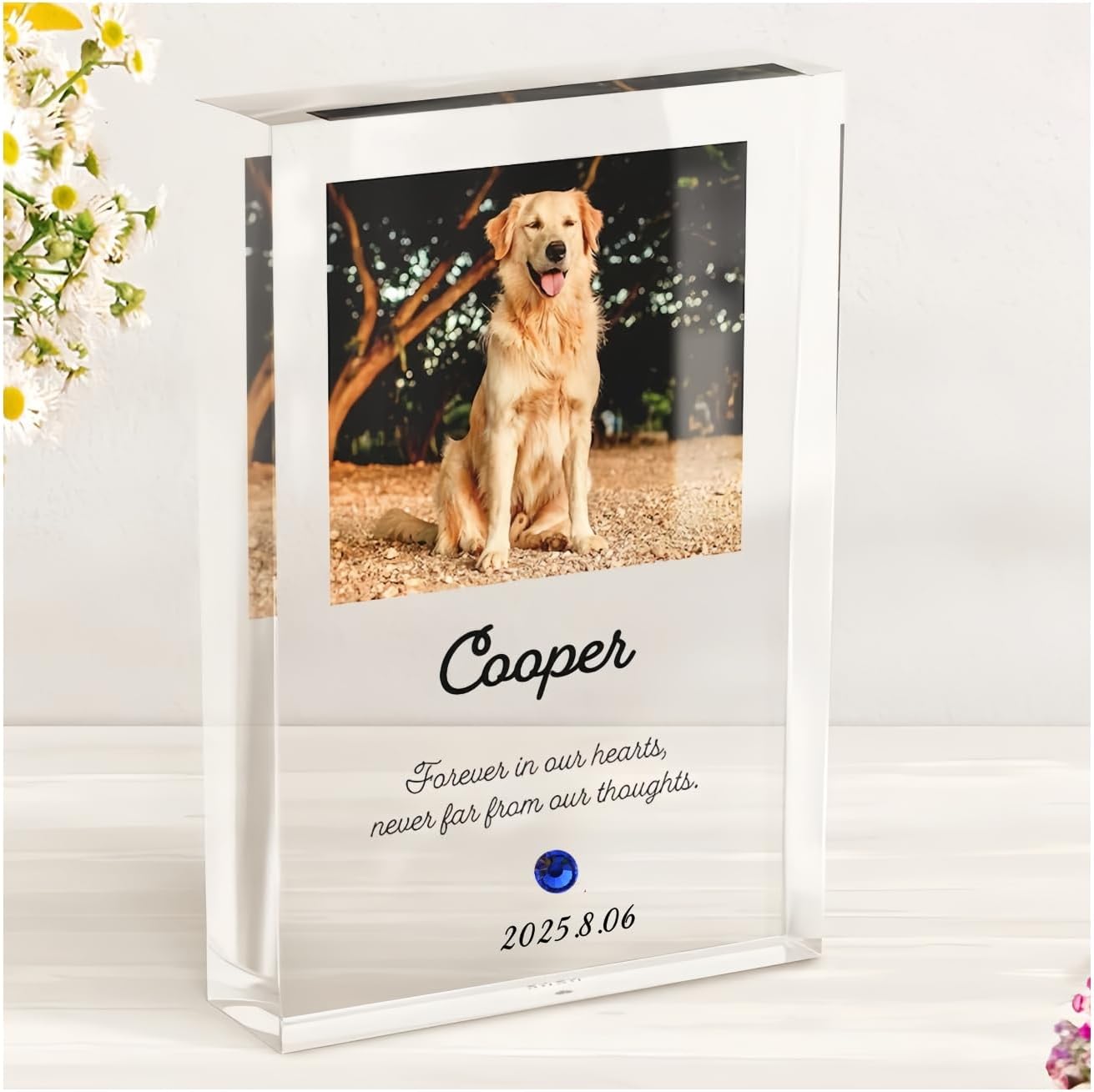 [オーダーメイド ] ペット フォトフレーム 名入れ 写真印刷 誕生石付き メモリアルグッズ 愛犬 愛猫 遺影 ギフト 写真 お悔み 贈り物 ペットグッズ 仏具 位牌 ペット供養 記念 ペットロス 写真立て