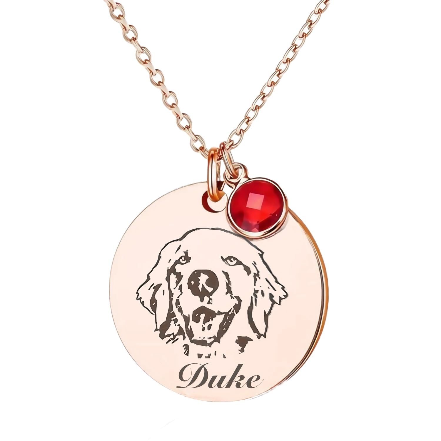 [snuggle snout] オーダーメイド ペットメモリアルネックレス 誕生石入り 名入れペット肖像ネックレス 誕生石付き – オーダーメイド写真彫刻ジュエリー 犬 猫 思い出メモリアルペンダント ペットロス 追悼ギフト レディース メンズ
