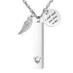 [Dletay] メモリアルペンダント 直方体 誕生石 天使の翼 ラインストーン 手元供養ペンダント 遺骨入れネックレス 取り外し可能 メンズ レディース 記念ジュエリー