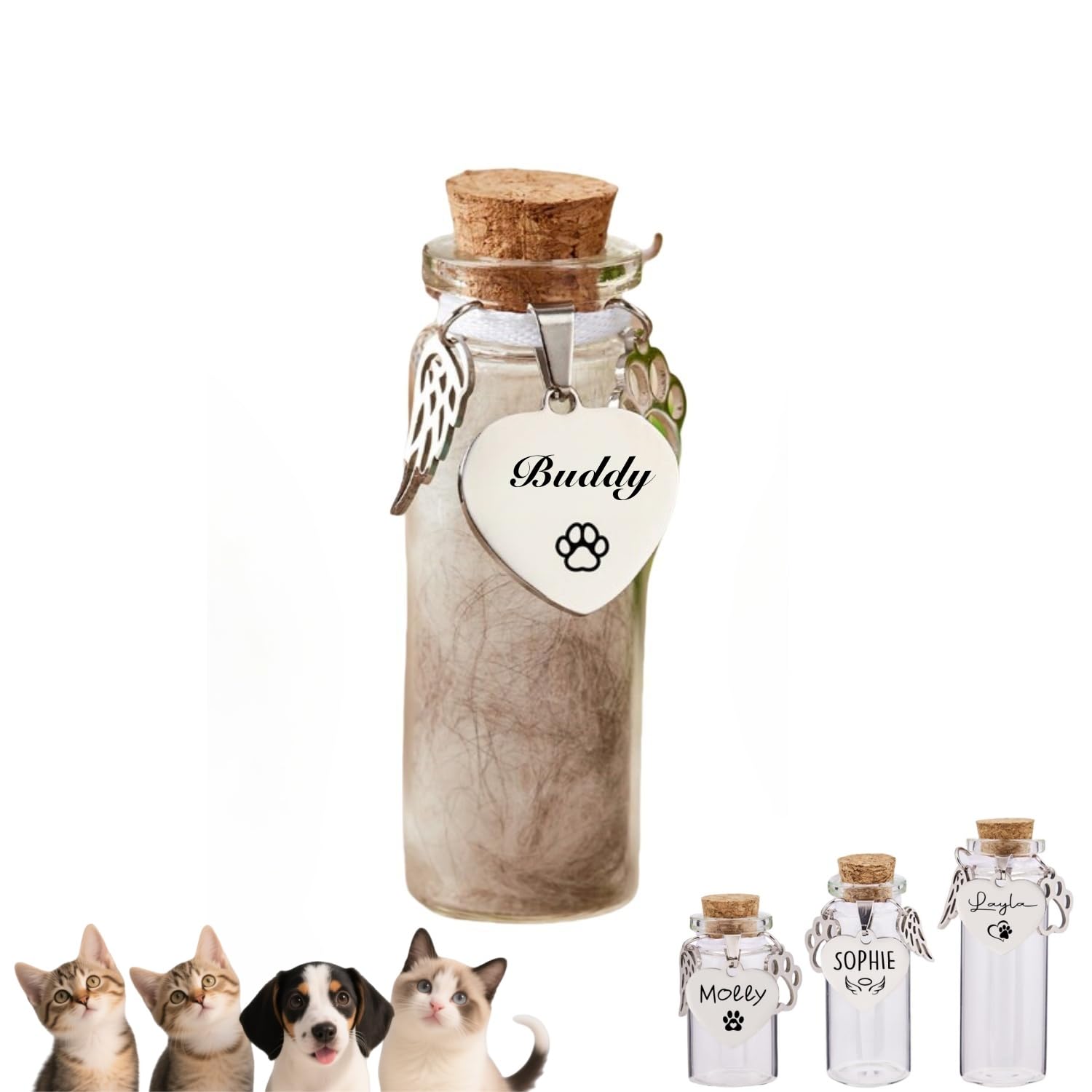 ガラス製 ミニ骨壷 携帯用 遺骨・毛髪保存 オーダーメイド刻印可能 愛犬・愛猫の思い出ボックス 手元供養 ペットロス メモリアルグッズ プレゼント