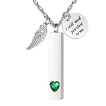 [Dletay] メモリアルペンダント 直方体 誕生石 天使の翼 ラインストーン 手元供養ペンダント 遺骨入れネックレス 取り外し可能 メンズ レディース 記念ジュエリー