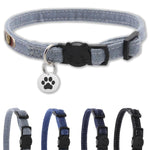 猫の首輪 デニム 名前刻印 猫用チェーン 小型猫・中型猫・大型猫用 猫 首輪 サイズ調節可能 速乾 ペット用品 ウサギ おしゃれでかわいい レザー彫刻 首輪 xs ss