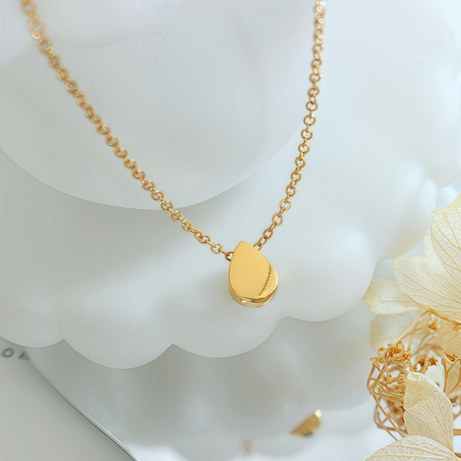 [snuggle snout] 遺骨ペンダント 刻印 ステンレス製 防水 ペットロス 遺骨カプセル 手元供養 メモリアル 遺骨アクセサリー ペット骨入れ 分骨 遺骨入れネックレス 記念ジュエリー (ローズゴールド, チェーンサイズ50+5cm)