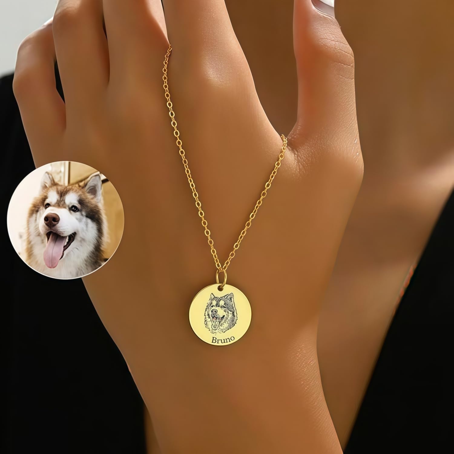 [norinori] 【完全オーダーメイド】愛犬・愛猫の肖像ネックレス – メモリアルジュエリー（刻印対応）クリスマス・誕生日の思い出ギフトに」