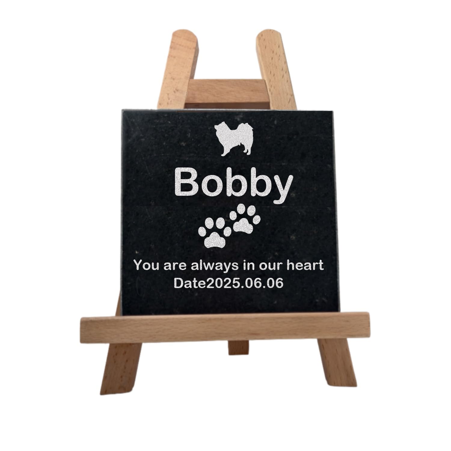 ペット メモリアル 御影石 ストーンプレート この子だけの肉球 足形 名前 日付 メッセージ刻印可 遺影 位牌 ペット供養 仏具 仏壇 名入れ無料 犬 猫 メモリアルグッズ 記念 誕生日 プレゼント かわいい