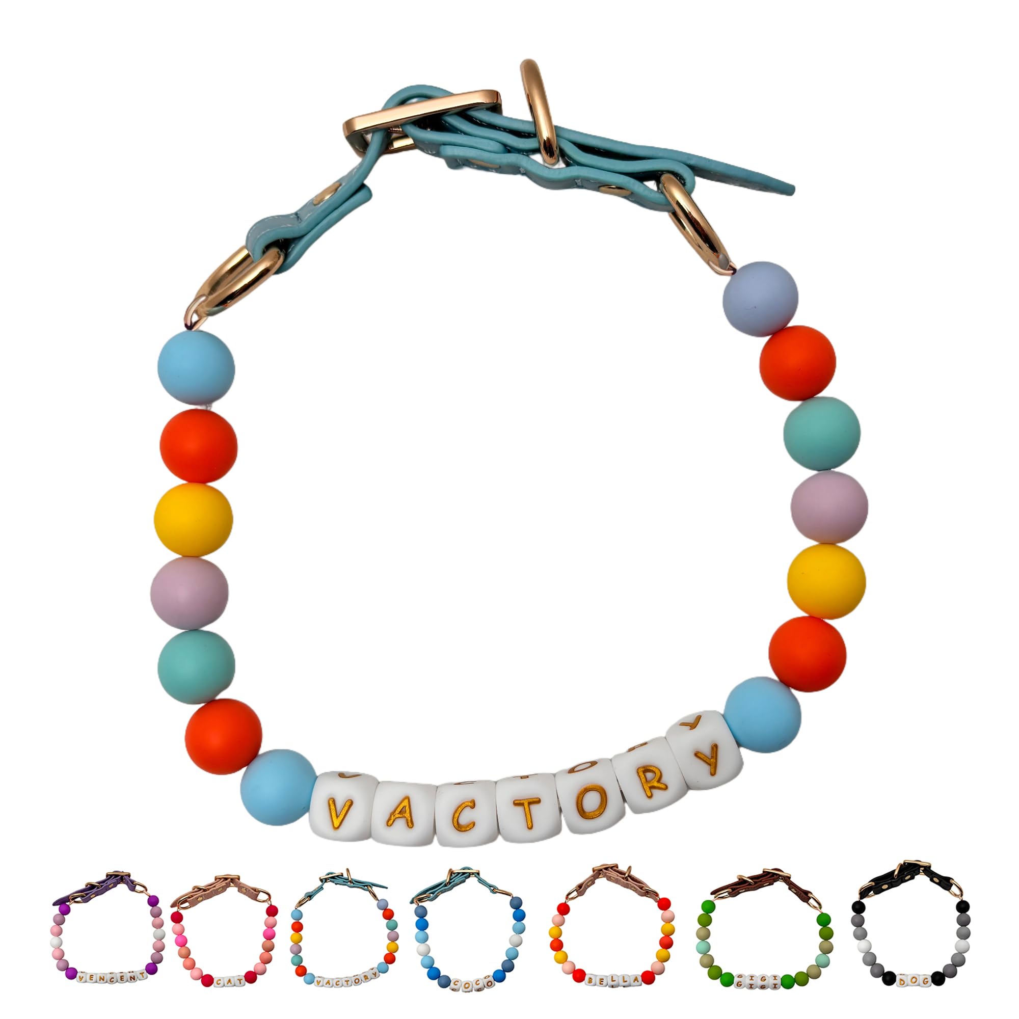 オーダーメイド 犬 首輪 ペットネックレス 名前入りチャーム ビーズ 迷子札 小型、中型、大型犬用首輪 猫 うさぎにも対応 調節可能 レザーバックル おしゃれ ギフト