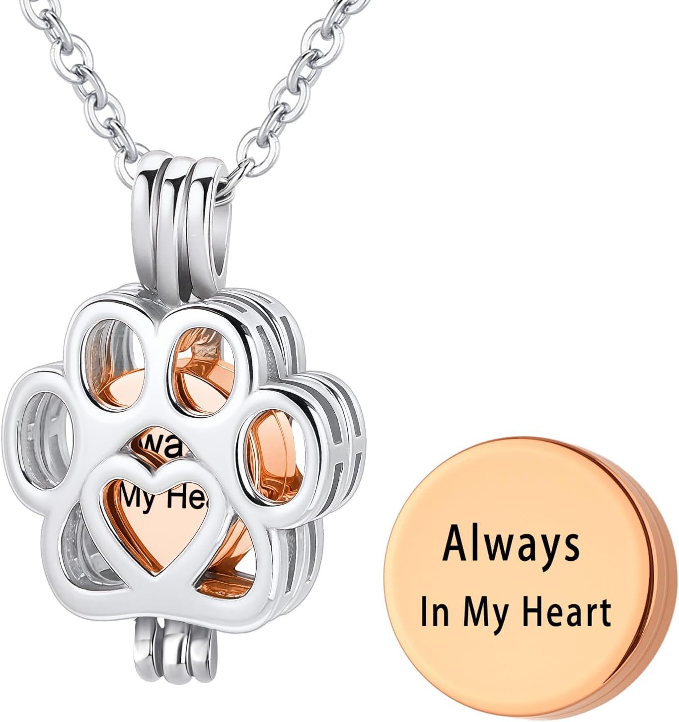 ペット火葬ジュエリー犬/猫の足の骨壷灰ネックレス女性のための 男性ミニ円形バイアル火葬灰ペンダント最愛の人メモリアルジュエリー