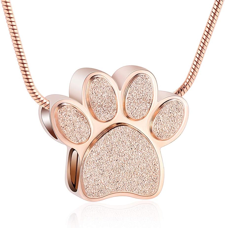 [QGJNSGC] ペット火葬ジュエリー灰ペンダント肉球プリントペットハート壷ネックレスメモリアル記念品ジュエリーペット/犬の/猫の遺灰用