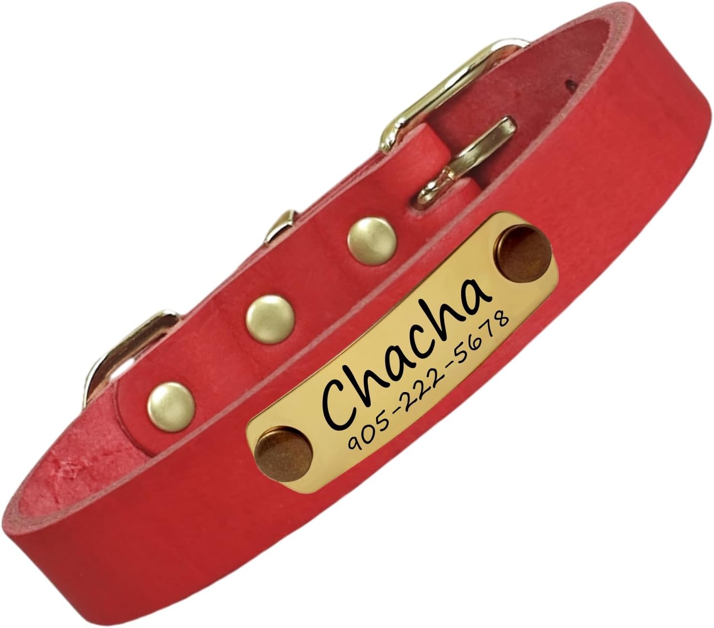 本革 犬首輪 迷子札 猫用 首輪 名入れ プレミアム オーダーメイド 手仕上げ ペットのお名前、連絡電話 刻印 IDタグ 小型 中型 大型犬7色 XS-L サイズ調整可能 軽量 ファッション