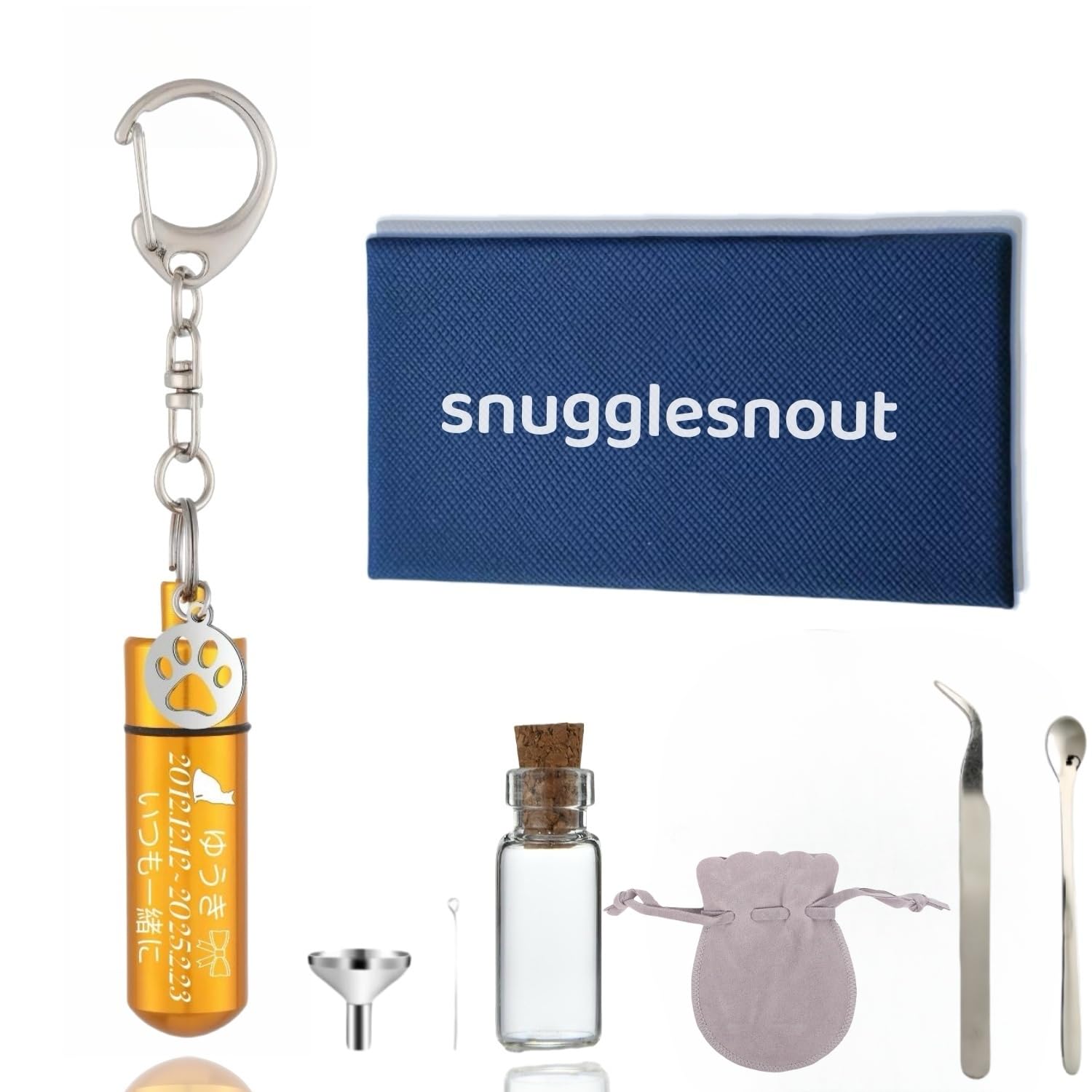 [snuggle snout] 遺骨キーホルダー 名入れ刻印可能 ２重防水 遺灰キーホルダー ペット供養用 メモリアルアクセサリー 手元供養 大切な人用 分骨アクセサリー 軽量 全6色 3行刻印 絵柄144種 チャーム16種類