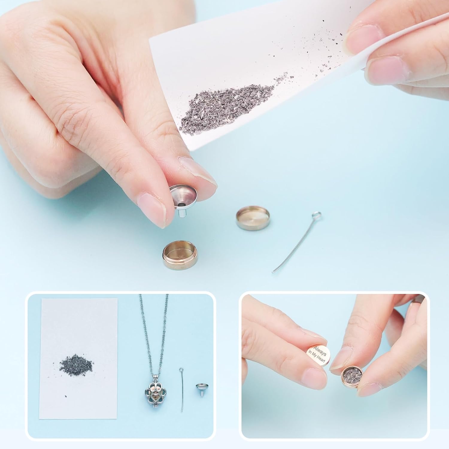 [InfuMemo] ペット火葬ジュエリー犬/猫の足の骨壷灰ネックレス女性のための 男性ミニ円形バイアル火葬灰ペンダント最愛の人メモリアルジュエリー