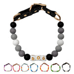 オーダーメイド 犬 首輪 ペットネックレス 名前入りチャーム ビーズ 迷子札 小型、中型、大型犬用首輪 猫 うさぎにも対応 調節可能 レザーバックル おしゃれ ギフト