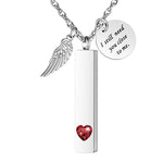 [Dletay] メモリアルペンダント 直方体 誕生石 天使の翼 ラインストーン 手元供養ペンダント 遺骨入れネックレス 取り外し可能 メンズ レディース 記念ジュエリー